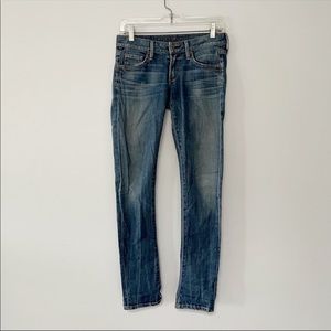 Citizens of Humanity slim stretch low rise jeans light to medium faded blue